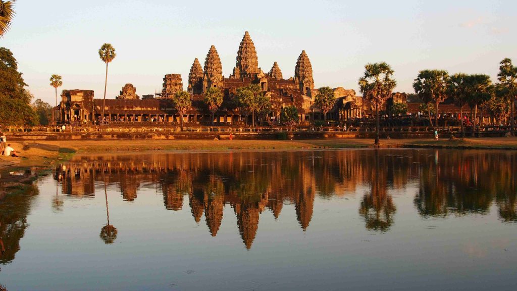 Angkor Wat and its full reflection on the lake